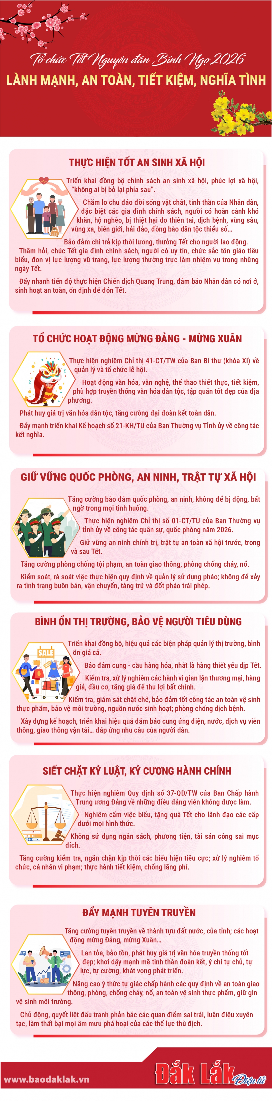 (Infographic) Tổ chức Tết Nguyên đán Bính Ngọ 2026 lành mạnh, an toàn, tiết kiệm, nghĩa tình